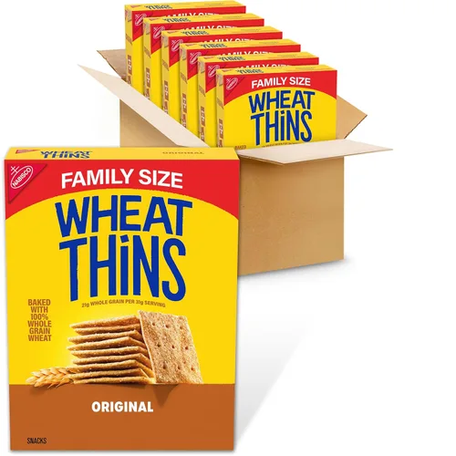 Vista 22 de Wheat Thins Galletas con un toque de sal, bajas en sodio, galletas integrales de trigo, paquetes a granel, 6 cajas de 8.5 onzas cada una Galletas