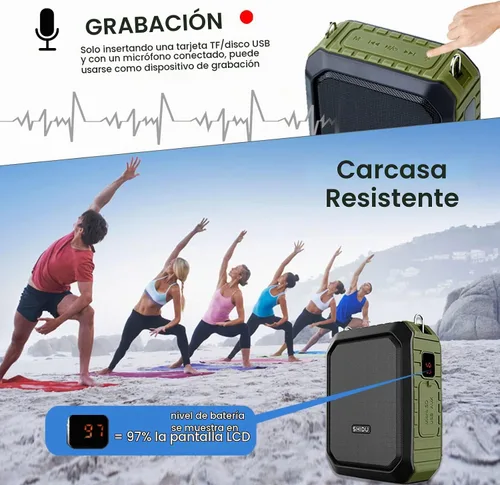 Vista 7 de Amplificador de voz inalámbrico Bluetooth Micrófono para profesor de 18 W, impermeable, amplificador de voz portátil, micrófono recargable