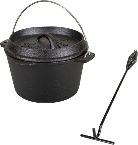 Vista 11 de Stansport - Horno holandés de hierro fundido presazonado de 1 cuarto con fondo plano (16016) Pre-seasoned cast iron with a flat bottom for stovetop