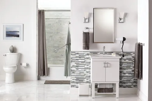 Vista 6 de Moen YB5161CH Voss - Accesorio de tocador de baño de doble montaje con 1 luz con vidrio esmerilado, cromado