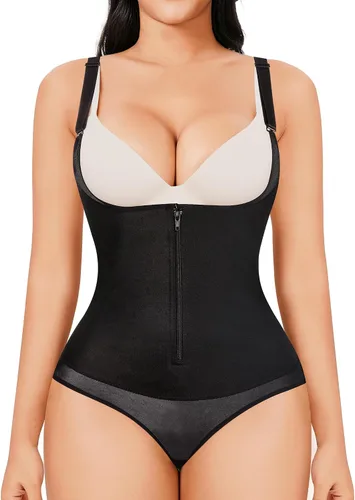 Vista 6 de YERKOAD Fajas moldeadoras de látex para mujer, moldeador de cintura de cuerpo completo, fajas colombianas con cremallera y corsé de busto abierto
