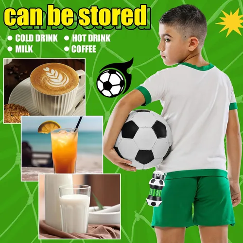 Vista 4 de Mifoci 6 botellas de agua de fútbol para niños de 19 onzas, botella de agua plegable de silicona deportiva con forma de bola exprimible para niños