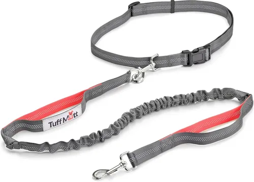 Vista 16 de Tuff Mutt Correa de cintura manos libres para perros para caminar, correr y hacer senderismo, clip de mosquetón, cinturón ajustable con doble asa