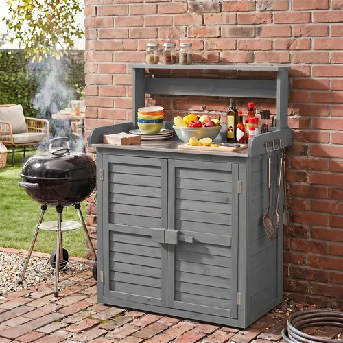 Vista 3 de Goplus Garden Potting Bench Table with Stainless Steel Tabletop