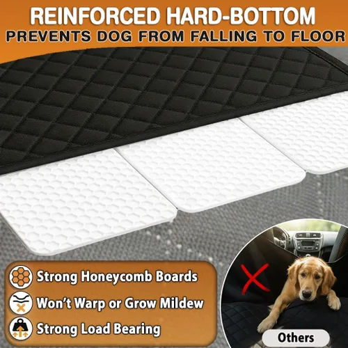 Vista 7 de Extensor de asiento trasero para perros, funda de asiento duro para perros, protector de asiento trasero impermeable con ventana de malla y solapas