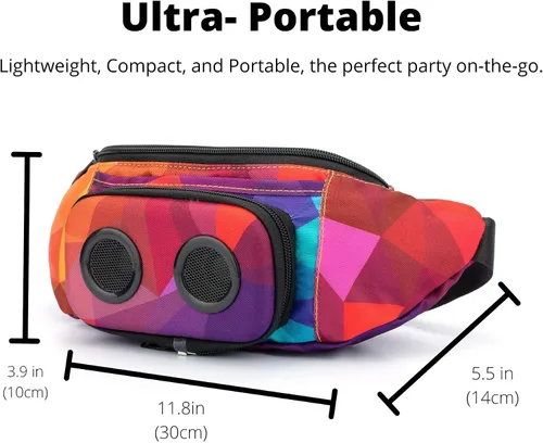 Vista 4 de La cangurera número 1 con altavoces. Riñonera Bluetooth para fiestas/festivales/ravos/playa/barcos. Recargable, funciona con iPhone y Android. #1
