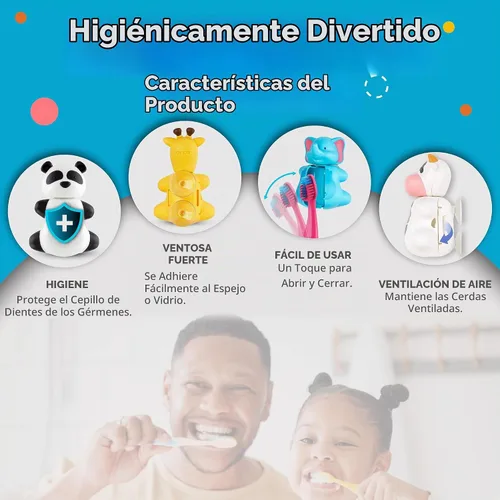 Vista 5 de Flipper Fun Animal - Funda para cepillo de dientes con diseño de pingüino, soporte para cepillos de dientes para niños con tapa, soportes