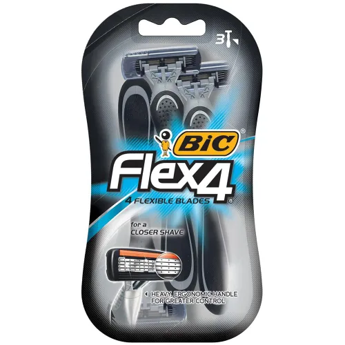 Vista 4 de BIC Flex 4 - Maquinilla de afeitar desechable, para hombre, 3 unidades (paquete de 3)