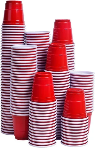 Vista 8 de TashiBox Vasos de plástico desechables para fiestas de 12 oz (rojo, 100)