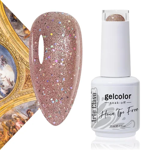 Vista 40 de Arte Clavo Pearlescent Nude Gel Nail Polish 15ml - HEMA Free Soak off UV LED Nail Gel for Manicure, DIY Nail Art, Home Salon Use 11029