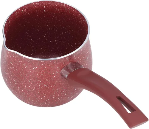Vista 8 de Sartén de leche antiadherente ligera, 3.9 in, mini olla de café con leche, para calentar café, mantequilla, chocolate, juegos de té, teteras y Marrón