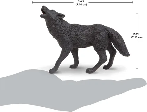 Vista 3 de Safari Ltd. Figura de lobo negro, figura detallada de plástico de 3.7 pulgadas, divertido juguete educativo para niños, niñas y niños a partir de 3