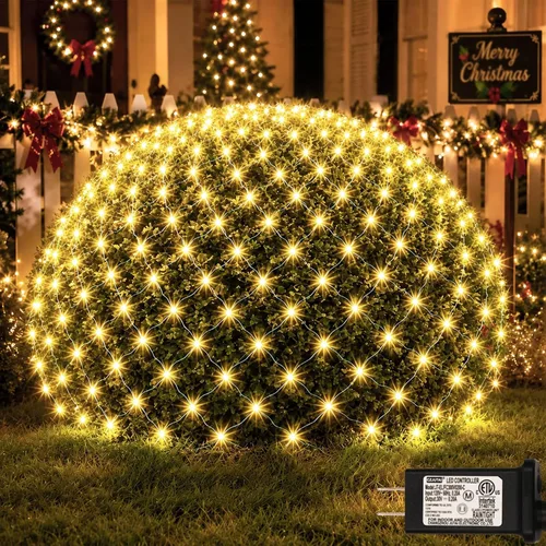 Vista 16 de OYCBUZO 300 luces LED de red de Navidad, 14.8 pies x 5 pies, luces de malla para exteriores, 8 modos, cable verde, tira de luces conectables