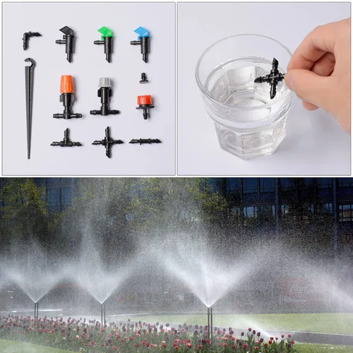 Vista 4 de Kit de 190 piezas de conectores de púas para accesorios de riego, conectores de púas de riego por goteo, kit de accesorios de tubería de 1/4