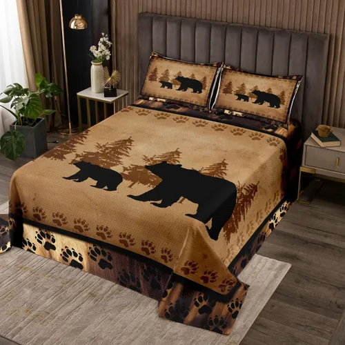 Vista 19 de Feelyou Colchas con estampado de piel de vaca, tamaño King, colcha acolchada de piel de vaca rústica para cabaña y cabaña, juego de colcha con Multi