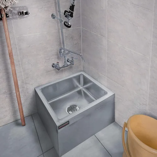 Vista 6 de DuraSteel 19x22x12 Fregadero de piso comercial para trapeador - Fregadero de servicio de habitación utilitaria de acero inoxidable 304 certificado