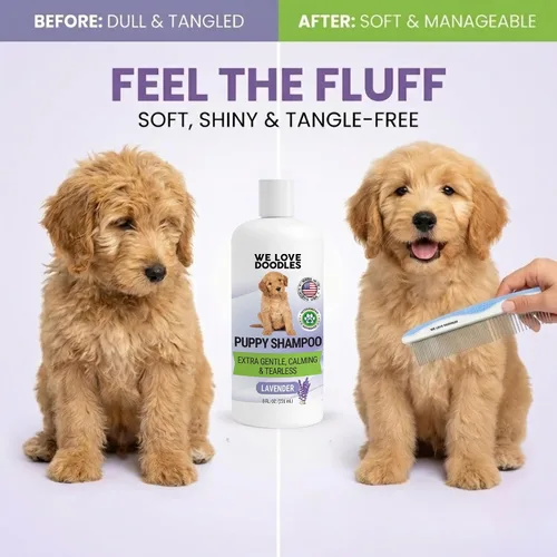 Vista 3 de Champú y acondicionador para cachorros, fabricado en Estados Unidos, sin lágrimas, el mejor champú para cachorros, lavado de piel sensible