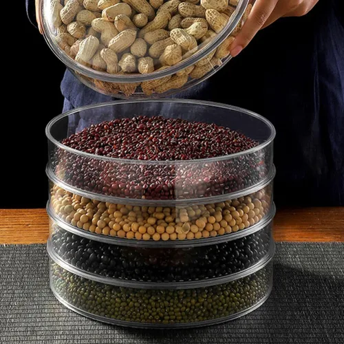 Vista 4 de Cabilock Contenedor para pan de pan, caja de almacenamiento de té de hojas sueltas, acrílico, transparente, apilable, caja de té PU, contenedor