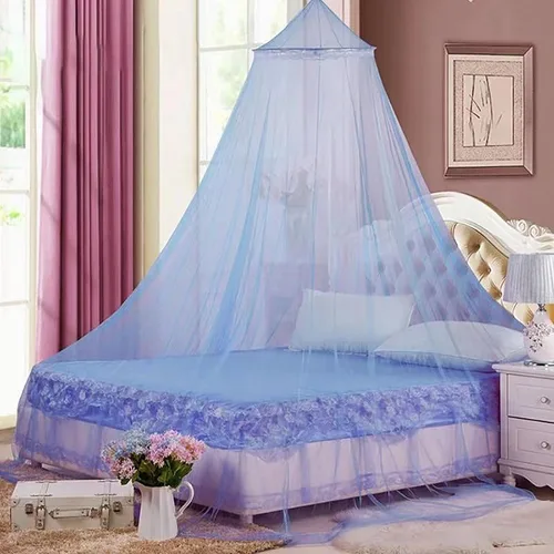 Vista 14 de Dosel de Cama de Encaje Mosquitera con Luces Cálidas, Dosel de Cama de Princesa para Decoración de Habitación de Niñas, Azul/Una Entrada Luces