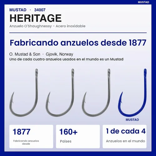 Vista 6 de Mustad Classic 34007 O'Shaughnessy - Gancho de pesca de mango largo para agua salada