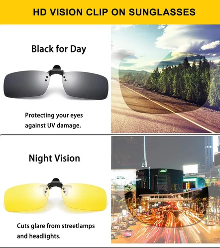 Vista 5 de Polarized Clip-on Sunglasses with Flip Up Function Anti-Glare UV400 Driving Glasses Clip-on for Prescription Glasses