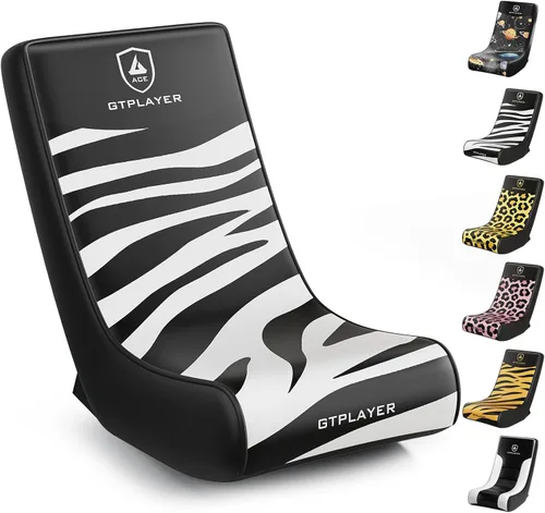 Vista 13 de GTPLAYER Silla mecedora de suelo para juegos – Sillas de juego rodantes con limitador de ángulo, asiento de suelo oscilante para jugadores, compacta