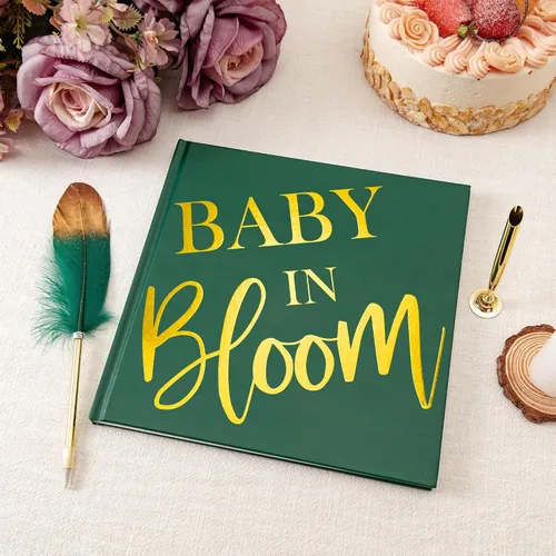 Vista 3 de Calculs Polaroid - Libro de invitados para baby shower, libro de imágenes para fiesta nupcial con diseño de Baby in Bloom, páginas en blanco