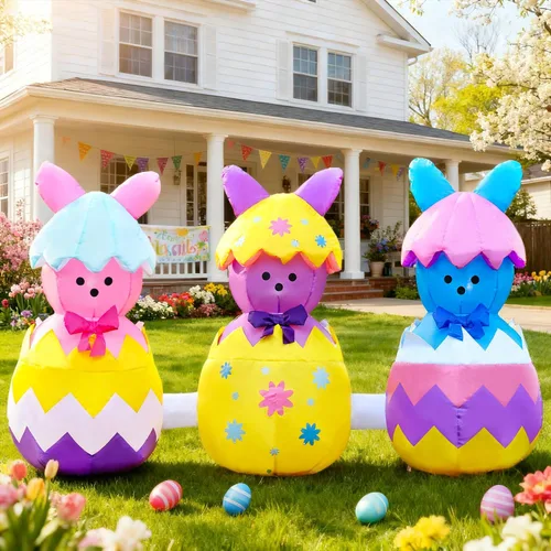 Vista 14 de Decoraciones inflables de Pascua para exteriores de 6 pies, con luces LED integradas, decoración de patio, para fiestas de Pascua, al aire libre