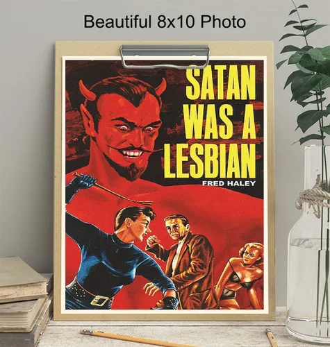 Vista 3 de Cartel de Satanás Era Una Lesbiana - Arte de Pared Vintage Retro de Película en Impresión - Regalos Lésbicos para Novia - Imagen Única y Genial