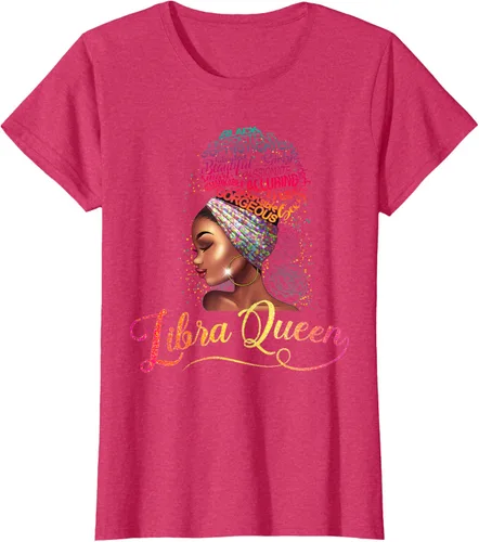 Vista 4 de Libra Queen Afro - Camiseta de cumpleaños para mujer de septiembre de octubre, melanina, Negro, S