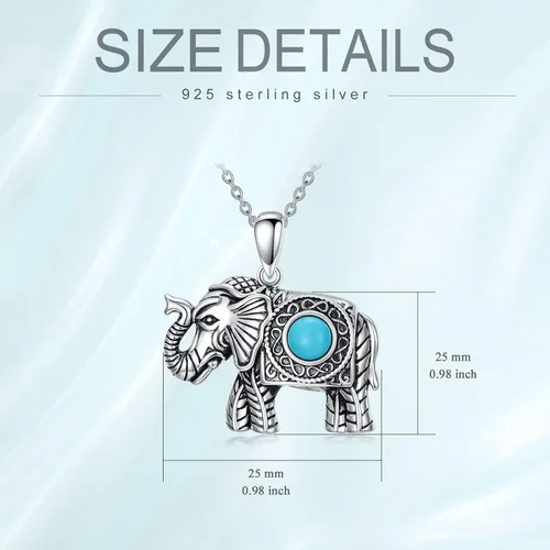 Vista 7 de Elephant Necklace 925 Sterling Silver Good Luck Elephants Pendant Genuine Gemstone Lucky Animal Jewelry Gifts for Women