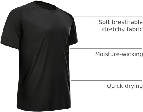Vista 46 de Camisetas de entrenamiento para hombre, de manga corta, de secado rápido, atlético, gimnasio, activo, absorbe la humedad
