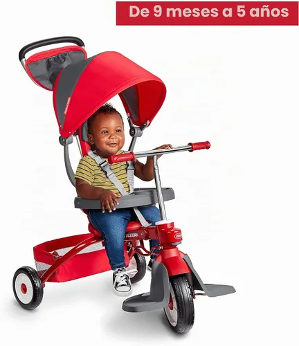 Vista 4 de Radio Flyer Deluxe EZ Fold Stroll 'N Trike - Triciclo 4 en 1, color rojo