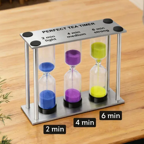 Vista 6 de Lily's Home Temporizador de té perfecto 3 en 1 de 3.5 pulgadas de alto, incluye temporizadores de reloj de arena de arena de 2, 4 y 6 minutos, uso