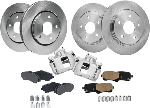 Vista 61 de Detroit Axle - Kit de frenos para Land Rover LR3 2005-2009, Rotores de freno deportivos Range Rover 2006-2009 y pastillas de freno de cerámica 2007