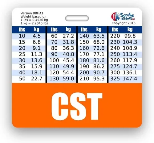 Vista 7 de CST Badge Buddy - Tablas de conversión horizontales con altura y peso (estándar, negro)