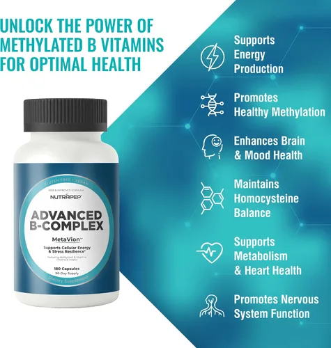 Vista 3 de NutraPep - Vitaminas metiladas del complejo B completo metil multivitamínico