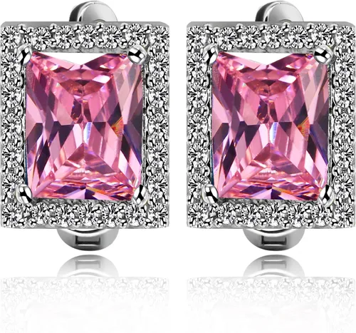 Vista 4 de Uloveido T483 - Juego de anillos solitarios, diseño de topacio místico, gran rectangular, para mujer, con clip