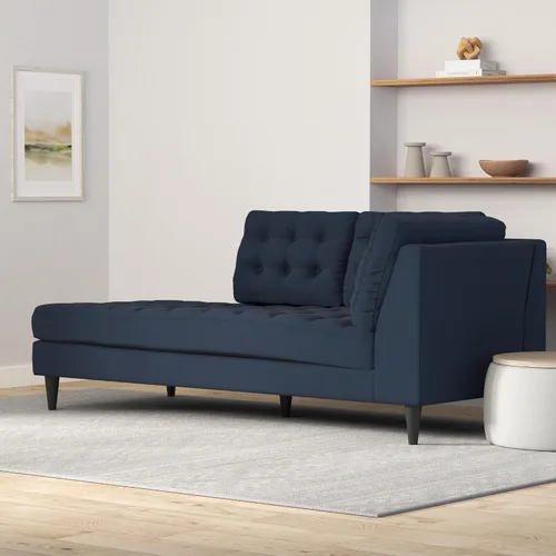 Vista 2 de Sofá esquinero Modway Empress, estilo de mediados de siglo, tapizado de tela en avena, Tela, Celeste