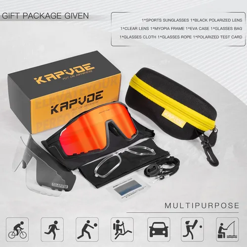 Vista 6 de KAPVOE Gafas de Ciclismo Polarizadas para Hombres y Mujeres MTB Bicicleta Montaña TR90 Gafas Deportivas para Correr Bicicleta K76