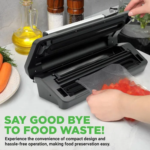 Vista 2 de NutriChef Selladora al vacío automática para alimentos con función de doble sellado, sistema eléctrico de sellado al vacío para alimentos secos