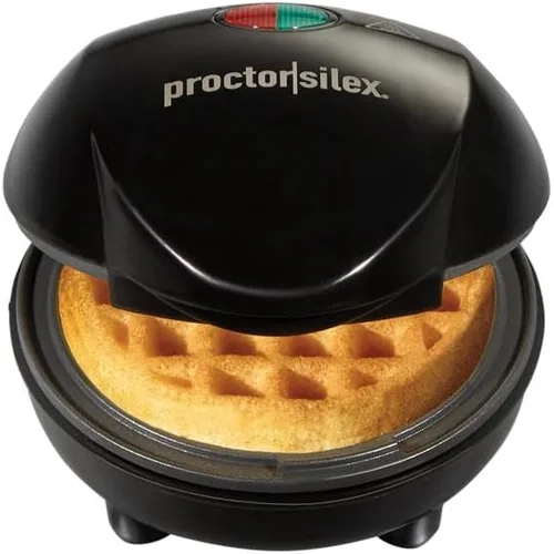 Vista 9 de Proctor Silex - Mini máquina para hacer gofres doble con rejillas redondas antiadherentes de 10 cm, hace 2 gofres Keto personalizados y croquetas