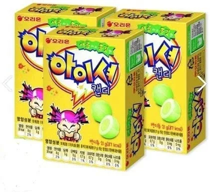 Vista 2 de Korean Orion Super Sour - Caramelo suave masticable Iciou sabor a manzana, 0.74 oz (paquete de 3)