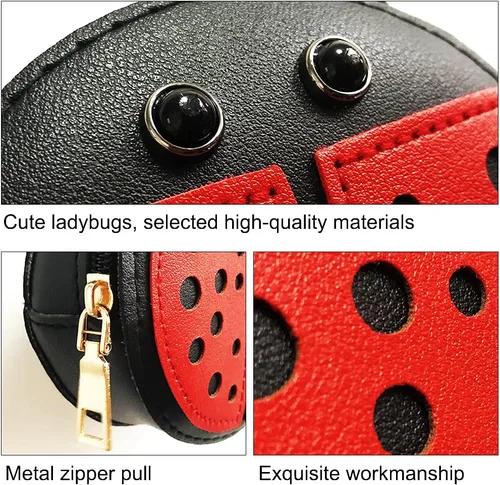 Vista 2 de Bolso bandolera para niña pequeña para Navidad, Bolsa de mariquita