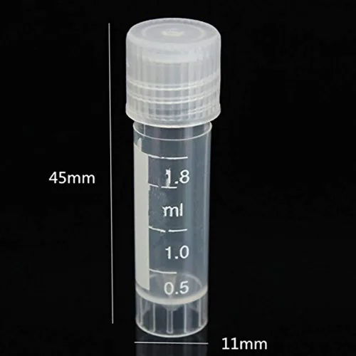Vista 4 de CynKen Tubo criogénico criogénico de plástico graduado de 20pcs 0.1 fl oz con tapa
