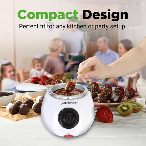 Vista 4 de NutriChef Olla eléctrica para fondue Calentador de chocolate de 25 W Capacidad de 8.8 onzas Función de inmersión para mantener caliente y olla