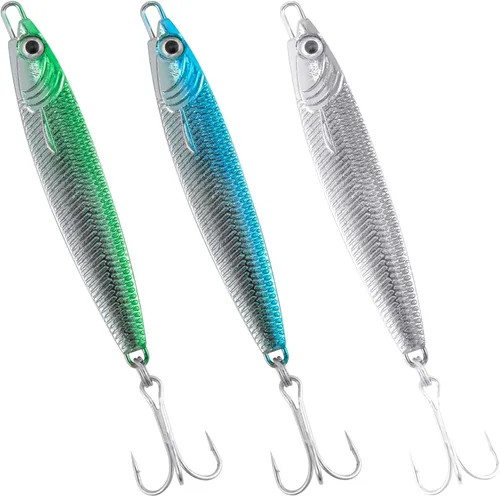 Vista 8 de Dr.Fish Anzuelos de Jigging Cuchara de Jigging para Pesca en Agua Salada Señuelos de Casting Cuchara de Metal para Pesca en Surf Señuelos