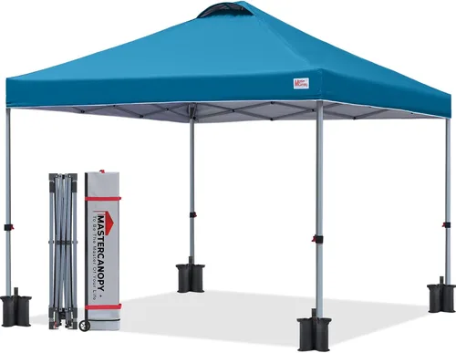 Vista 15 de MASTERCANOPY - Toldo plegable que incluye funda de transporte con ruedas, 4 bolsas de arena de contrapeso y 4 estacas