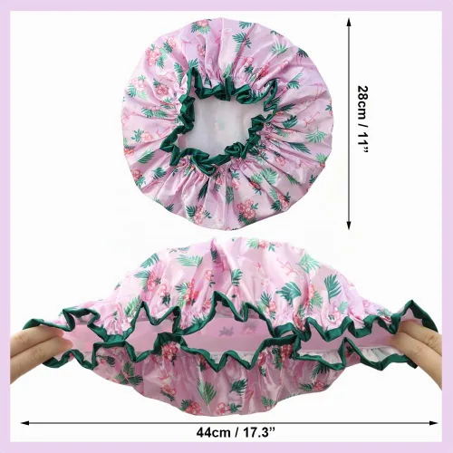 Vista 3 de Gorro de ducha de 3 piezas, gorro de ducha reutilizable impermeable, doble capa impermeable, gorro de ducha suave y cómodo con forro de EVA
