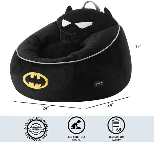 Vista 3 de Batman Hillside by Pod - Cómodo puf para niños, tela duradera, ideal para salas de juegos y dormitorios